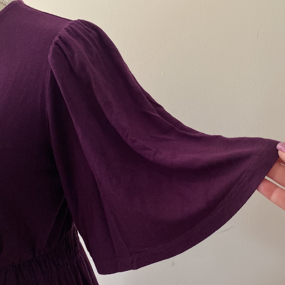 Motherhood Maternity women’s purple nursing dress, bell s/s elastic waist S/P - Picture 5 of 15